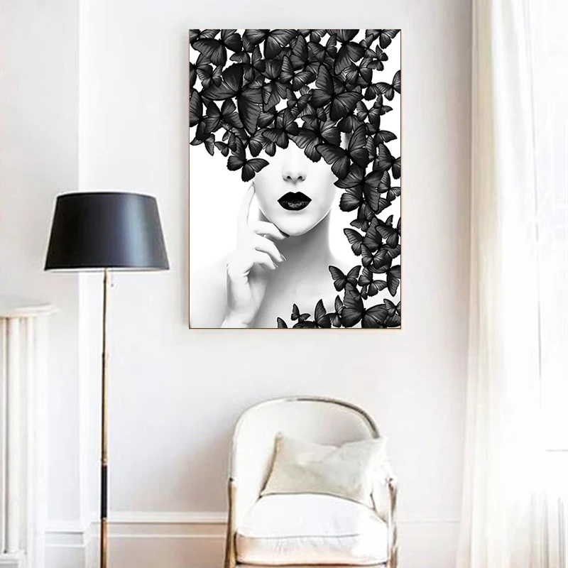 Постер с цитатами в скандинавском стиле черная белая бабочка женская мода женское настенное искусство