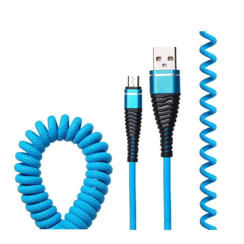 Пружинный спиральный кабель для передачи данных выдвижной быстрой зарядки Micro USB