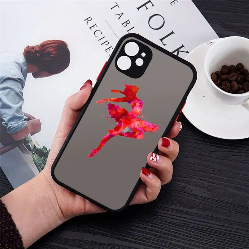 

Cute cartoon art colorful ballerina Phone Cases Matte Transparent for iPhone 7 8 11 12 s mini pro X XS XR MAX Plus cover funda