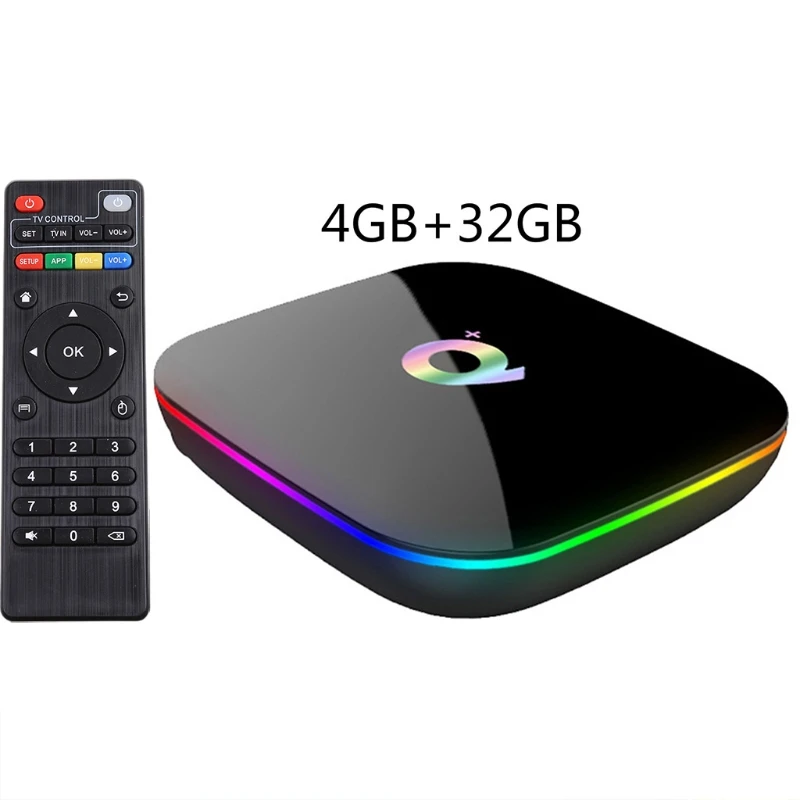 

Q Plus Smart TV Box And roid 9.0 TV Box 4GB RA M 32GB ROM Quad Core H.265 USB3.0 2.4G WiFi Set Top Box Media Player