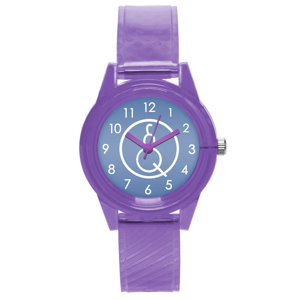 purple Милые детские часы мультфильм ремни из ПВХ детские часы девочки мальчик розовый Reloj Enfant Ceasuir ученик платье Saats - Цвет: purple