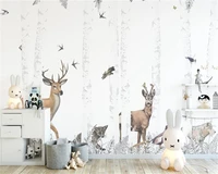 custom size mural wood plank jungle animal forest wallpaper home decoration living room bedroom hand painted mural 3d wallpaper