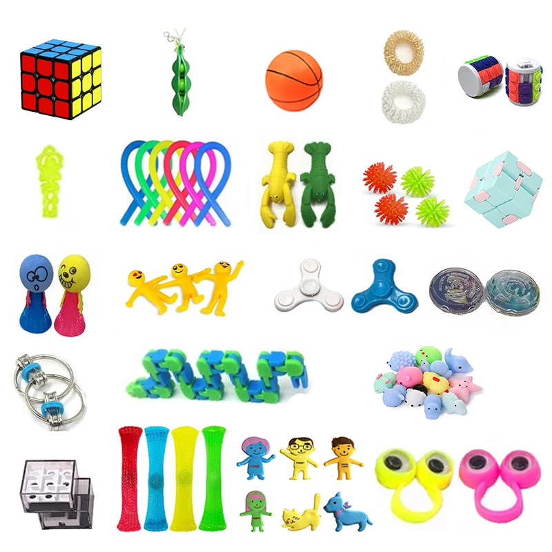 

53 шт., набор игрушек-фиджет для снятия стресса, баскетбольный лабиринт, головоломка, кубик бесконечности, мягкие треки, сенсорная игрушка дл...