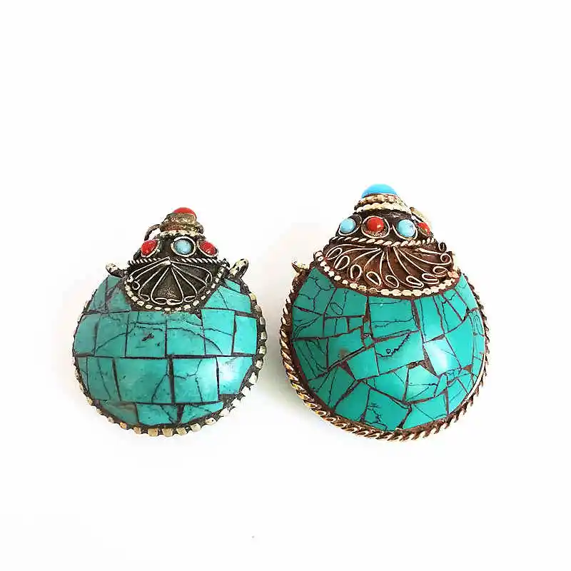 Тибетские ремесла непальская ручная инкрустированная Бирюзовая камень