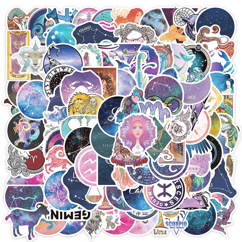 

10/30/50pcs/pack Twelve constellations Graffiti Totems Stickers For Mobile phone cover Refrigerator Computer Car Motorcycle Gift