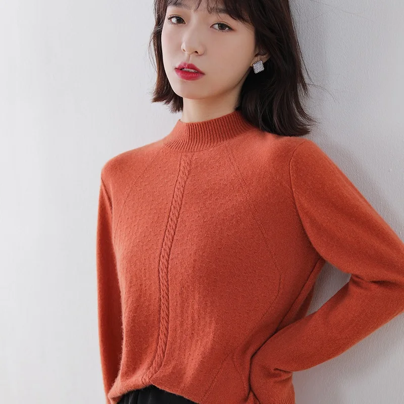 adishree 2020 woman winter 100% Cashmere sweaters and autumn knitted Pullovers High Quality Warm Female thickening Turtleneck