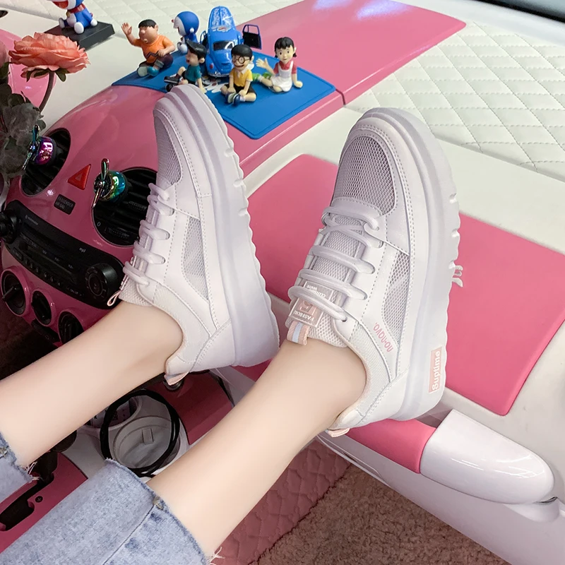 

CRLAYDK Summer Mesh Women Sneakers Lace up White Students Ladies Shoes Breathable Sports Walking Flats Casual Female Schoenen