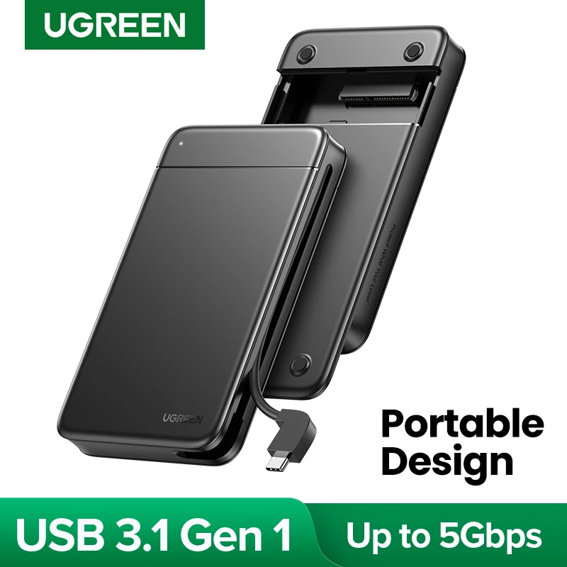

Чехол для жесткого диска UGREEN, чехол 2,5 SSD SATA на USB HDD Caddy, портативный чехол для жесткого диска с фиксированным кабелем, док-станция для внешнег...