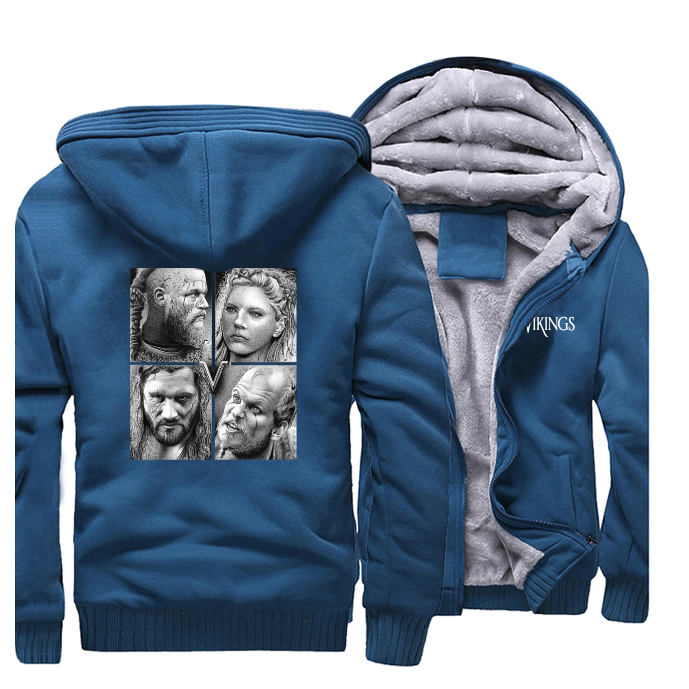 

Vikings Jacket Winter Fleece Warm Men's Streetwear TV Show Viking Men Thick Hoodies Winter Hooded Sweatshirt Hip Hop Brand Hoody