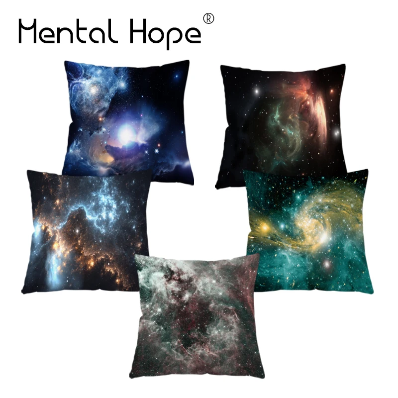 Universe Space Pattern Decorative Cushion Cover Nebula Printed Plush Throw Pillow Home Decor Square Pillowcase for Sofa | Дом и сад