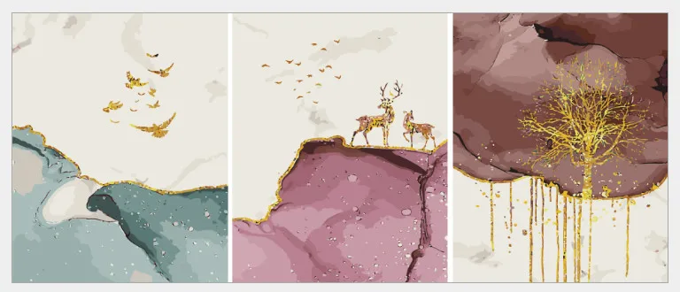 HQ-YS1070 DIY картина маслом по номерам Цветок триптих Картины украшение комнаты животный пейзаж абстрактные картины по номерам домашний декор - Цвет: HQ-YS1070