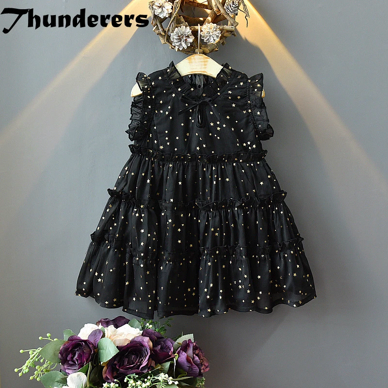 Thunderers/Детское платье принцессы для девочек; вечерние платья без рукавов с блестками для девочек; пляжная одежда для малышей; цвет белый, черный; От 3 до 7 лет