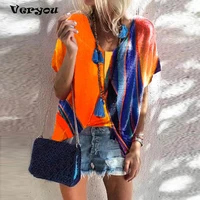 new womens camouflage tie dye printed t shirt plus size loose short sleeve patchwork t shirt v neck comfortable women pullovers