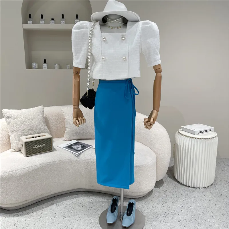 

Niche Design Women's Spring Summer 2021 Fashion High Waist Temperament Medium Length One Piece Skirt