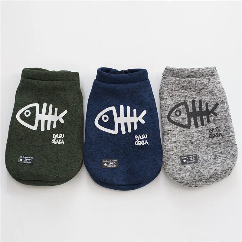 Толстовки с капюшоном для собак одежда принтом рыбьей кости Одежда маленьких