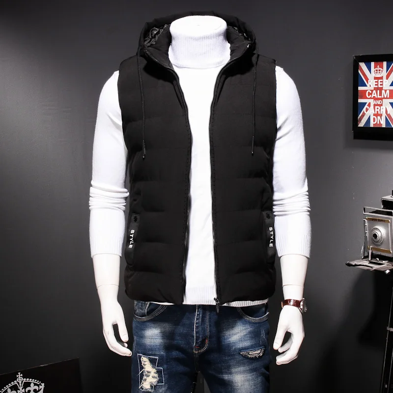

Winter Plus Size 8XL 7XL men's Warm sleeveless Vest men cotton hooded jacket male zipper Waistcoat for Autumn male gilet homme