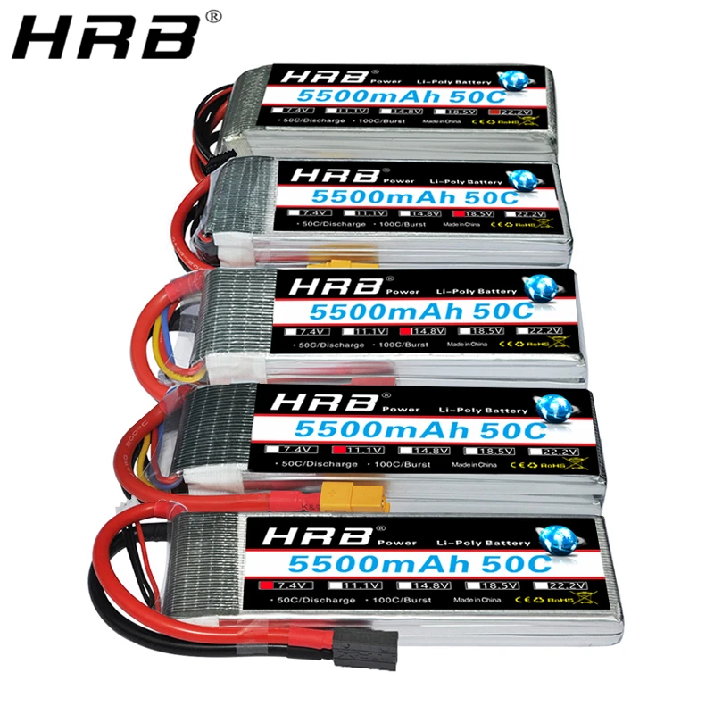 Аккумулятор HRB Lipo 5500mah 7 4 V 2S 11 1 50C T Plug Deans XT60 RC Запчасти для самолетов Quadcopter Car 14 8 4S 5S