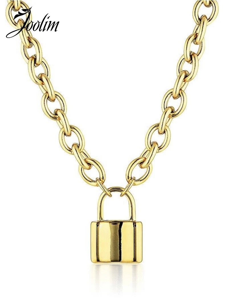 

JOOLIM High End Gold Finish Stainless Steel Padlock Pendant Necklace Punk Necklace