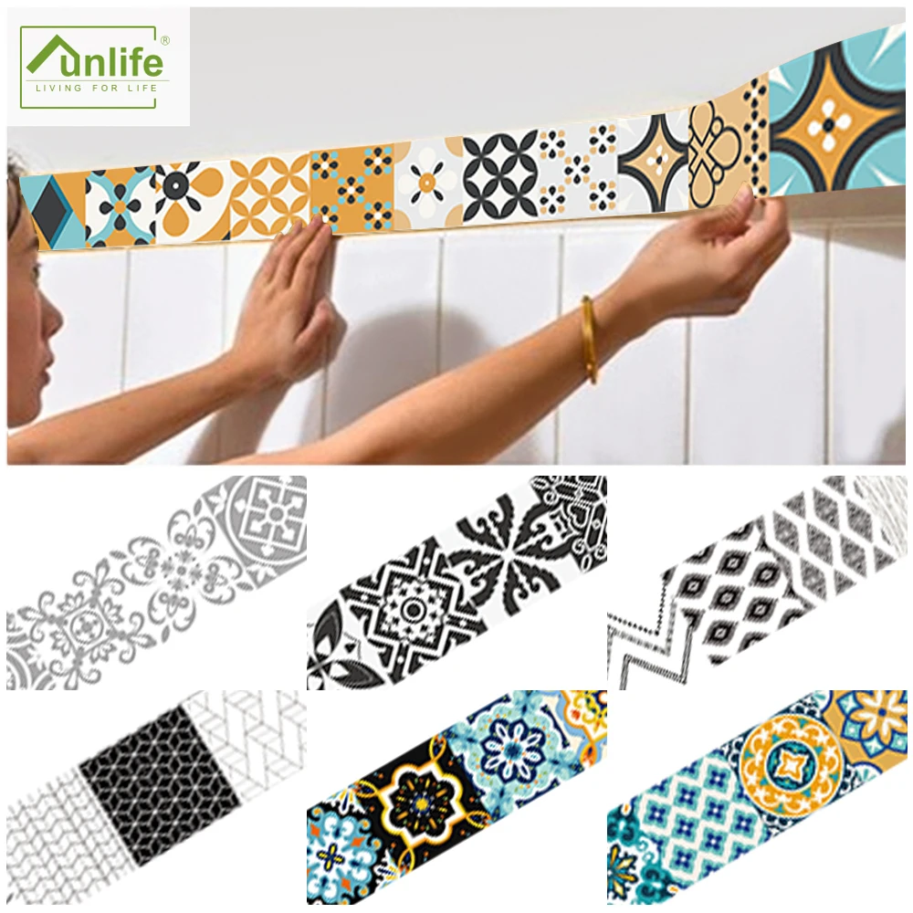

Funlife® Wall Border Tile Sticker Peel & Stick Waterproof Removable Kitchen Backsplash Bathroom Home Decorative Wall Stickers