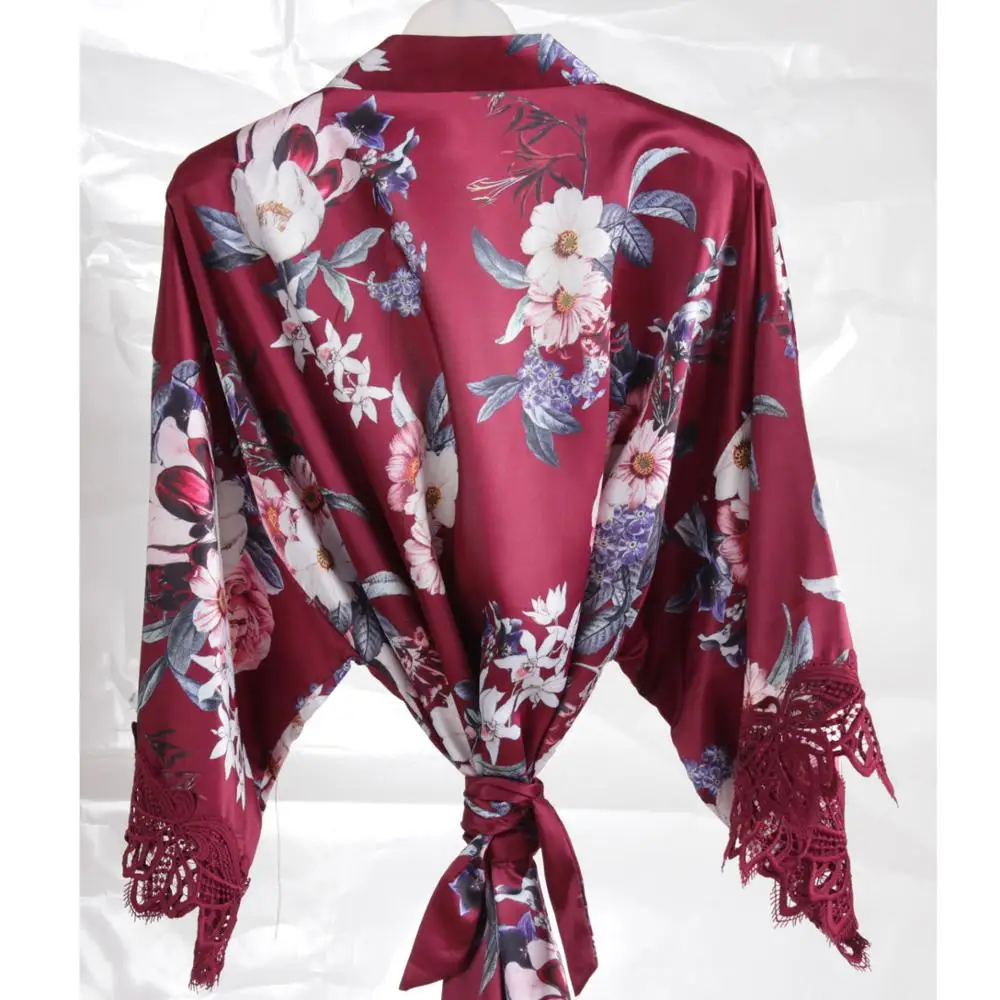 Цветочный кружевной халат Атласный для подружки невесты Свадебный женский A236D |