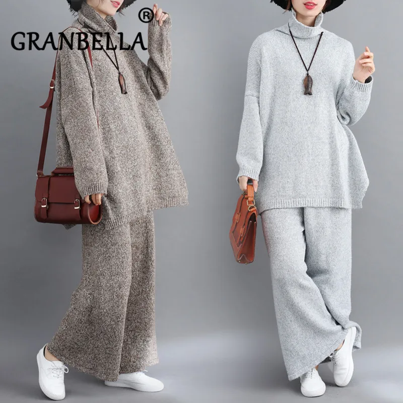 Женский элегантный весенний свитер из двух частей вязаные комплекты с