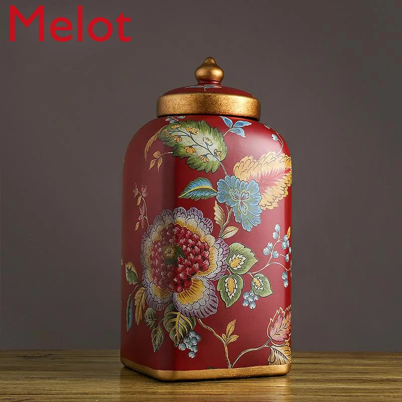 

Storage Jar Decoration Ceramic Candy Box Decorative Jar Porcelain Cans with Lid Temple Jar Decorations