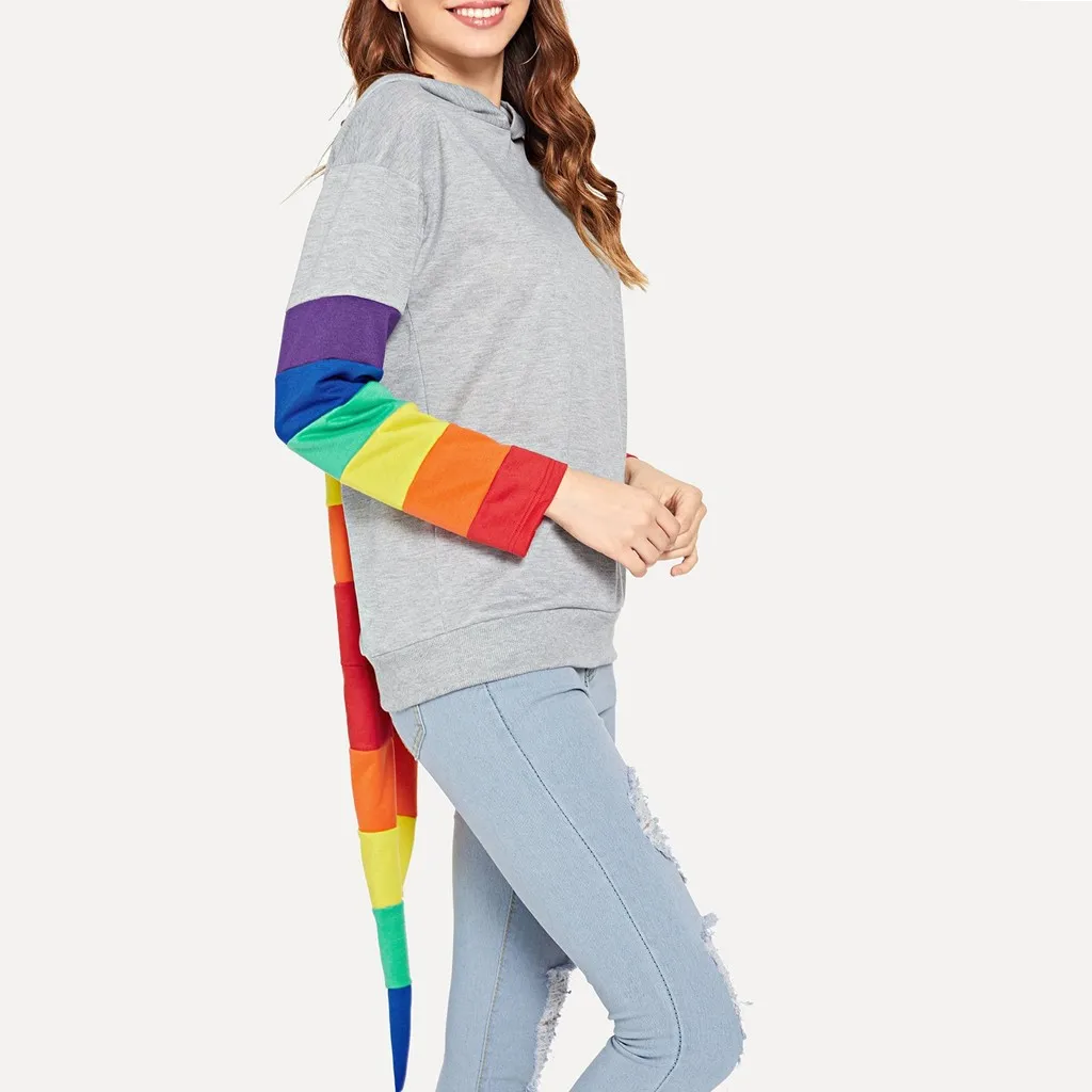 Новое поступление Женская толстовка с капюшоном милый осенний пуловер в