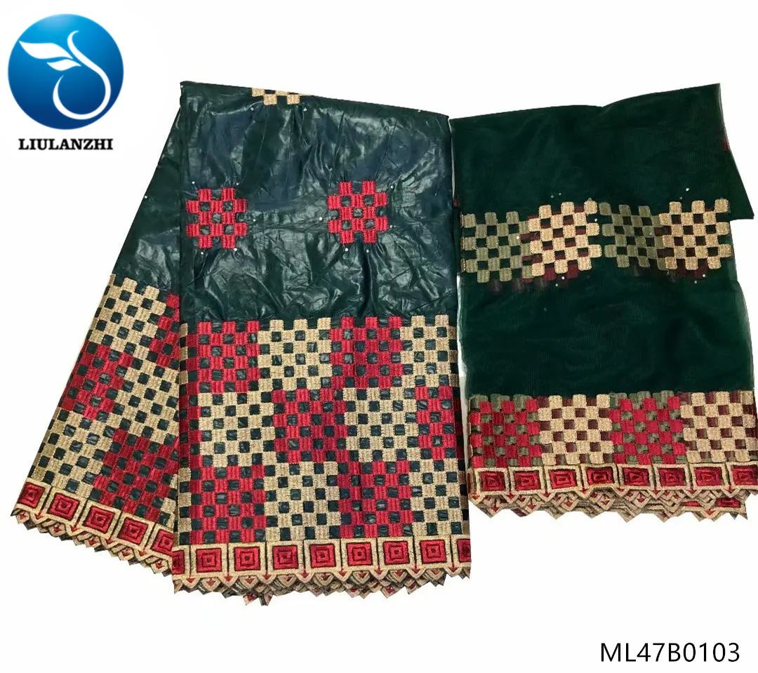 Белая африканская кружевная ткань LIULANZHI Новое поступление с камнями парчовая 5 + 2