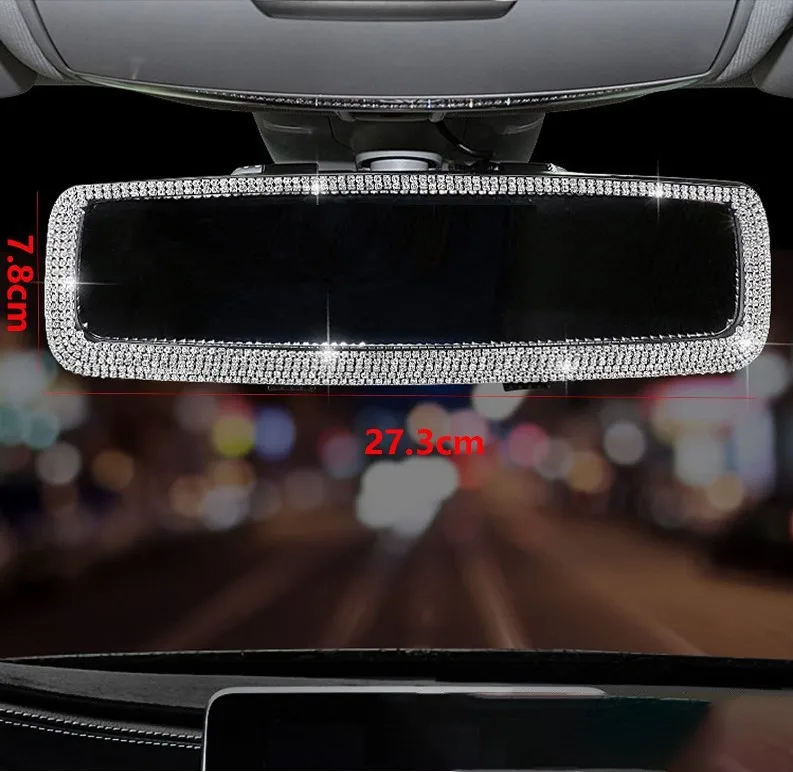 

Multifunctional Rhinestone Car Interior Rearview Mirror Bling Diamond Cute Reversing Mirror Cover Auto Decorations Accessories