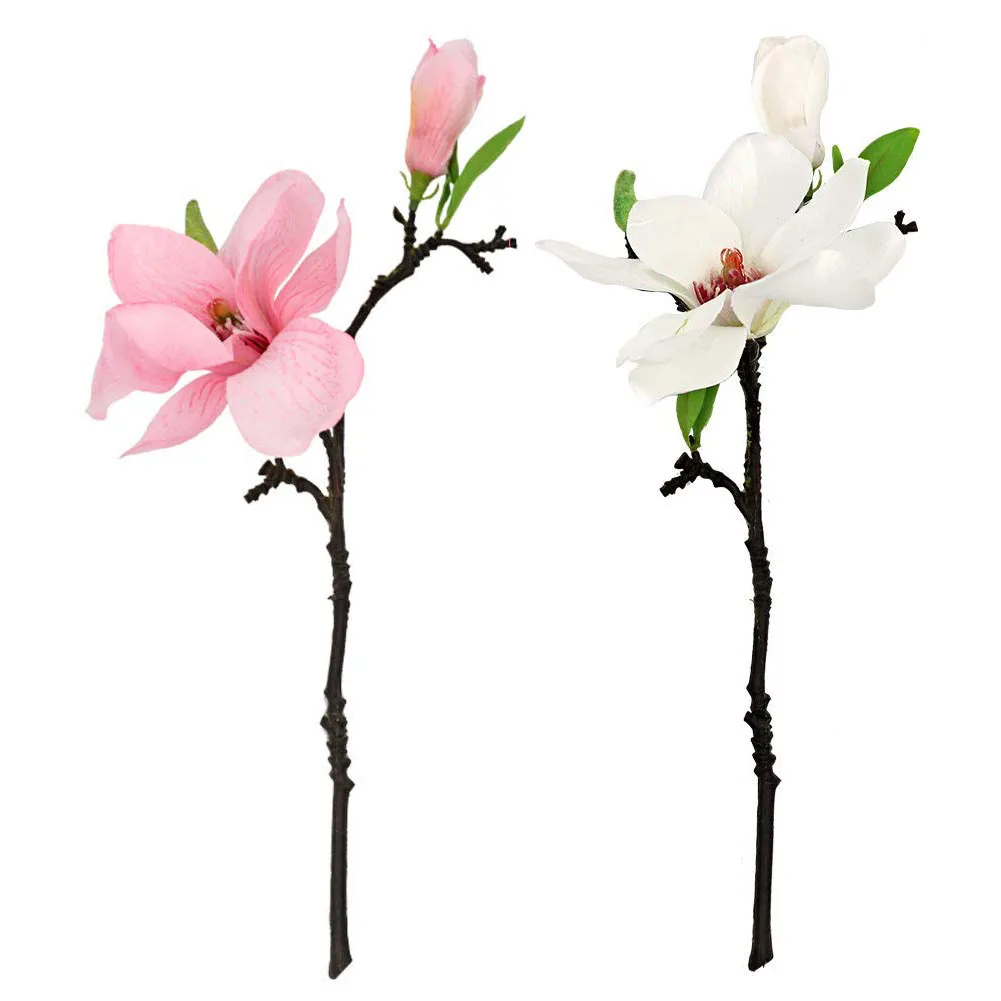 

1/6pcs 2 Heads Artificial Fake Flowers Leaf Magnolia Floral Wedding Bouquet Flores Wedding Party Home Decor Simulated Magnolia