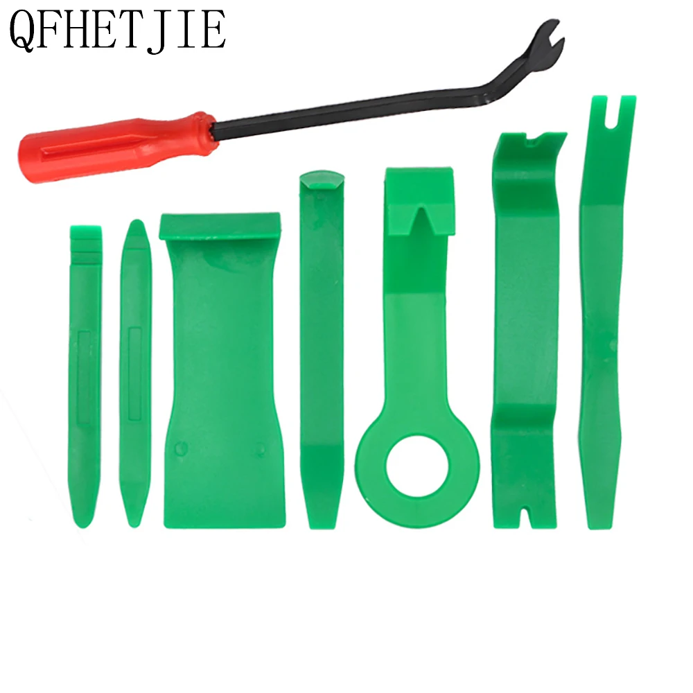 

QFHETJIE Car Accessories Audio Disassembly Tool 8-piece Set Inner Door Screwdriver Green Retrofit Installation Sound Insulation