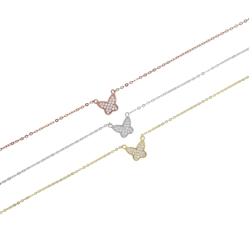 Летнее ожерелье с милой бабочкой изящное минималистичное серебряное милое