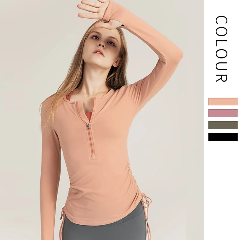 

Women's Shirt Yoga Running Loose Nylon Solid Fitness Woman T-shirts Sport Quick Dry Sportswear Workout Training Female Clothing