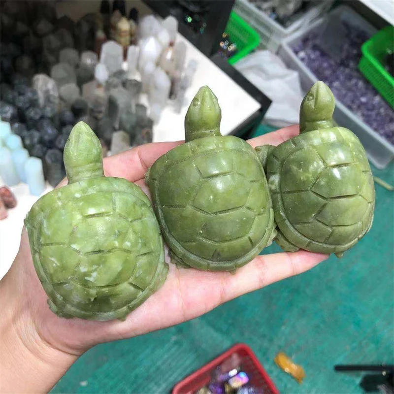Зеленая Нефритовая черепаха натуральные камни кварцевые кристаллы Helaing Reiki