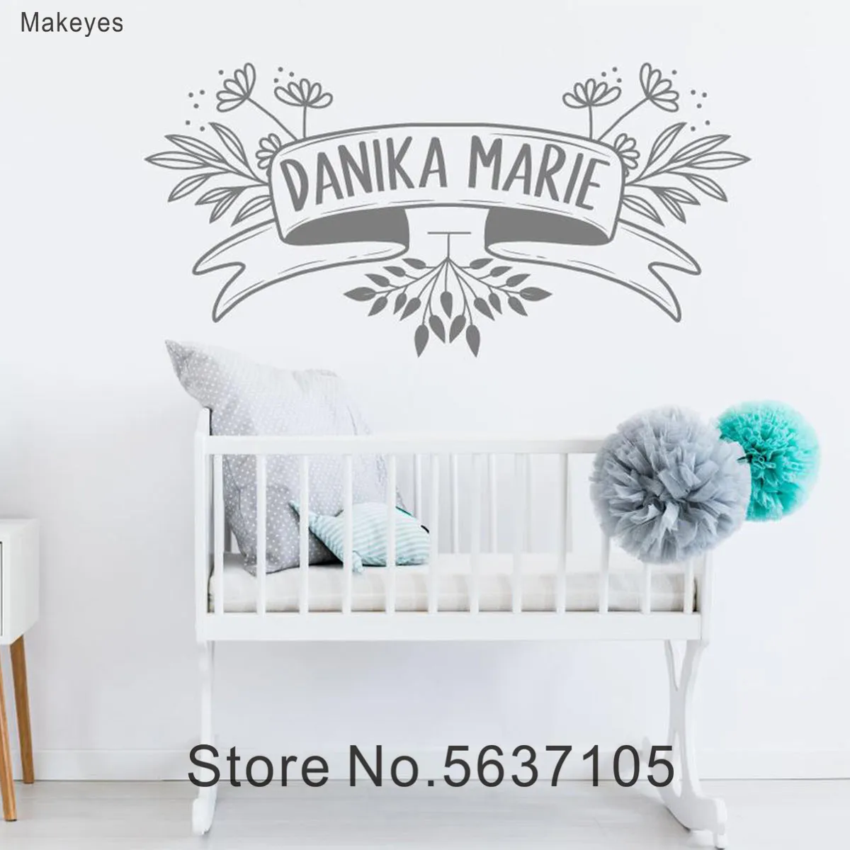 Наклейки на стену Makeyes с именами под заказ для детской спальни милые декоративные