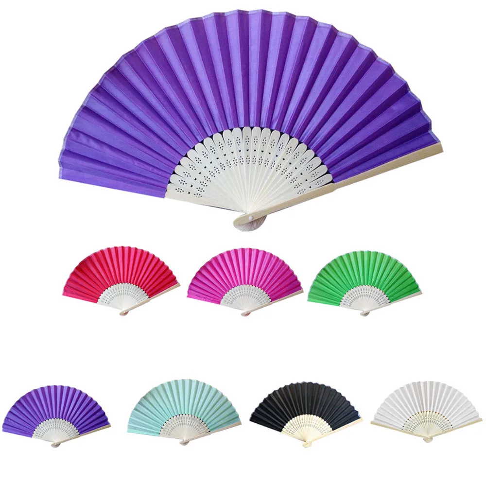 1pc Folding Fans Hot Sale Box Stunning Silk With Gift Wedding Favours Beach Party Colorful Dropshipping H5 | Дом и сад
