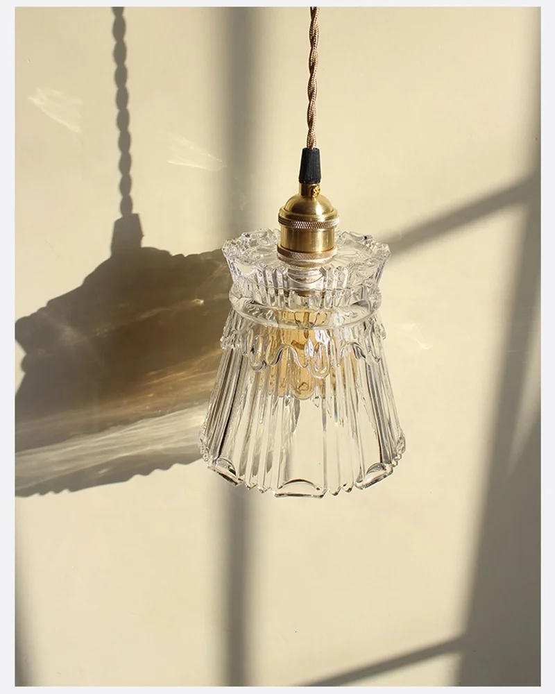 Плетеный полосатый стеклянный подвесной светильник в скандинавском стиле