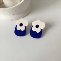2021 new resin color contrast flower earrings japanese lovely girl heart earrings simple fashion personalized earrings