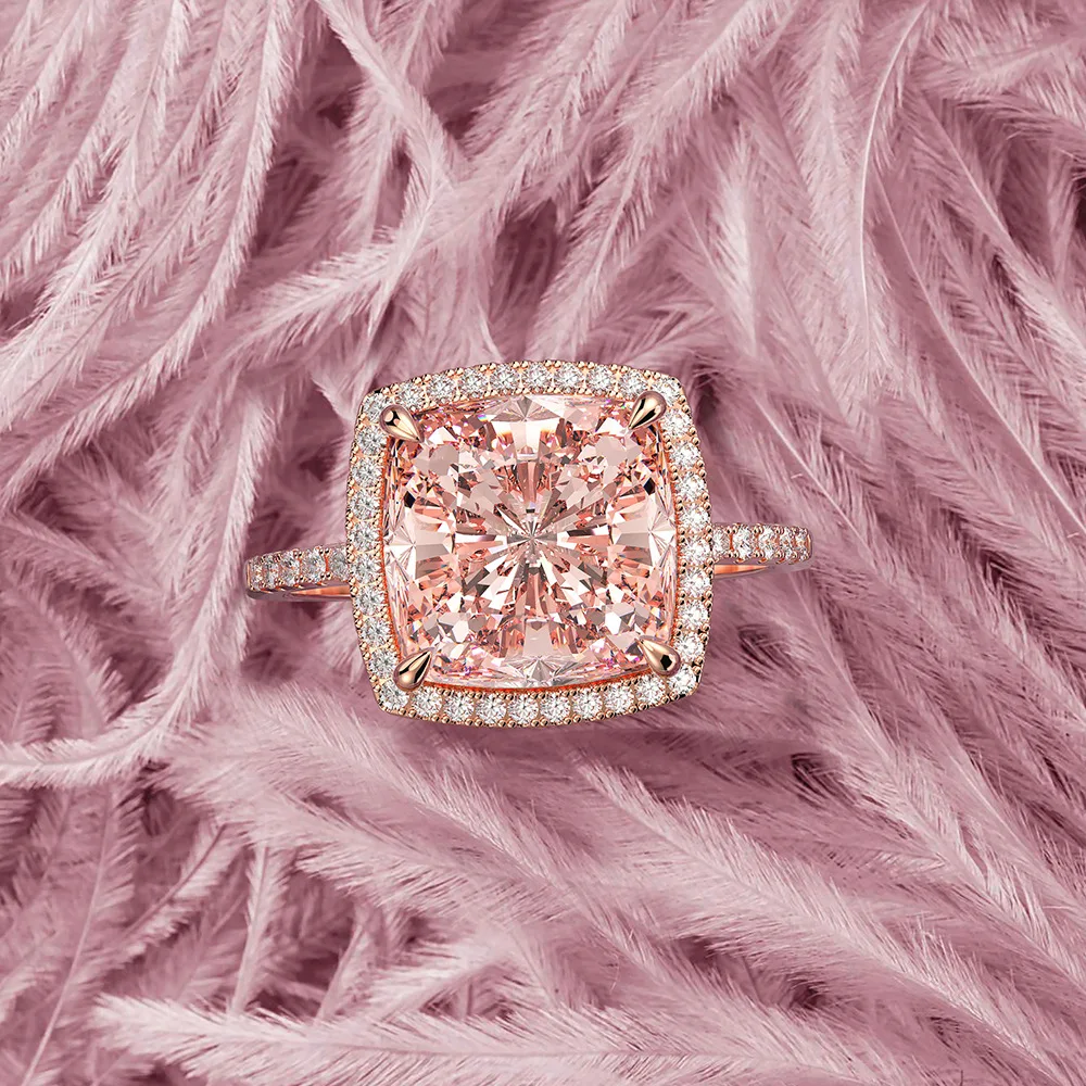 

Fashion Luxury 925 Solid Sterling Silver Moissanite Morganite Gemstone Wedding Engagement Rose Gold Ring Fine Jewelry Wholesale