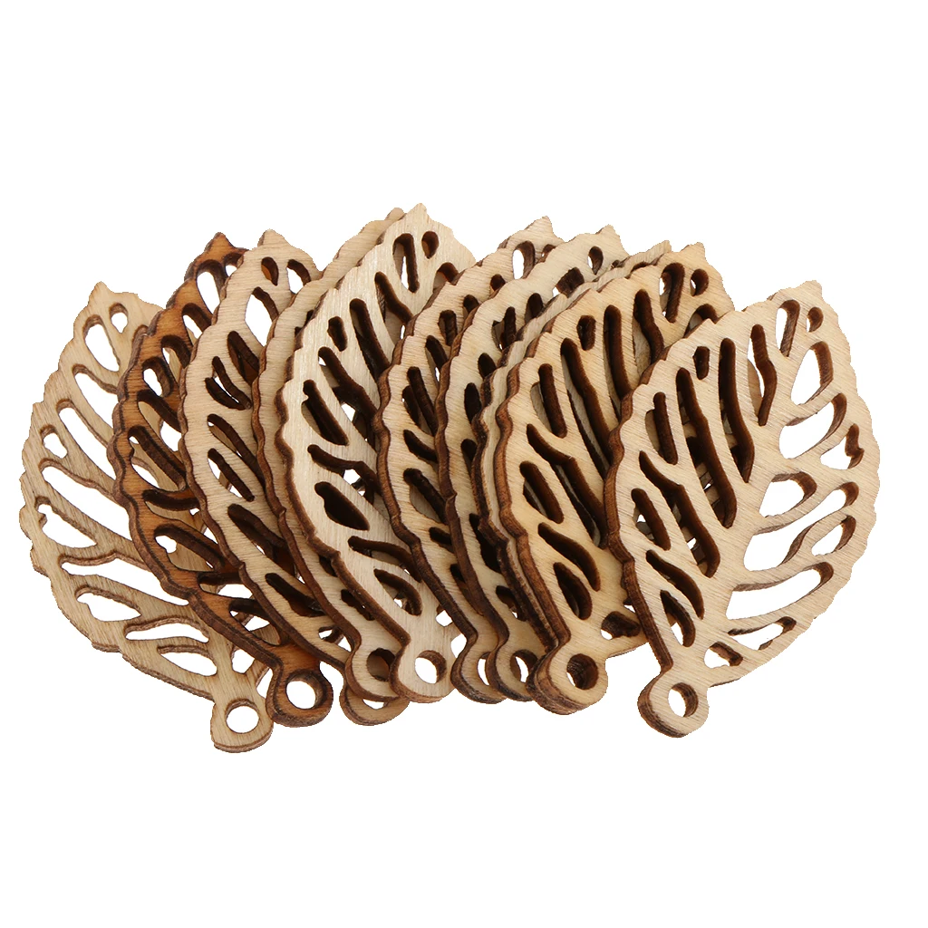 

10 Pieces Wooden Leaf Charm Pendants Unfinished for DIY Jewelry Making Crafts Scrapbooking DIY Earrings Wind Chimes Supplies