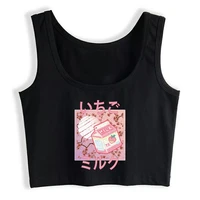 crop top women retro kawaii japanese strawberry milk emo grunge y2k aesthetic tank top female clothes