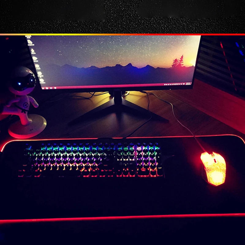 RGB светящийся игровой коврик для мыши цветной Большой USB светодиодный