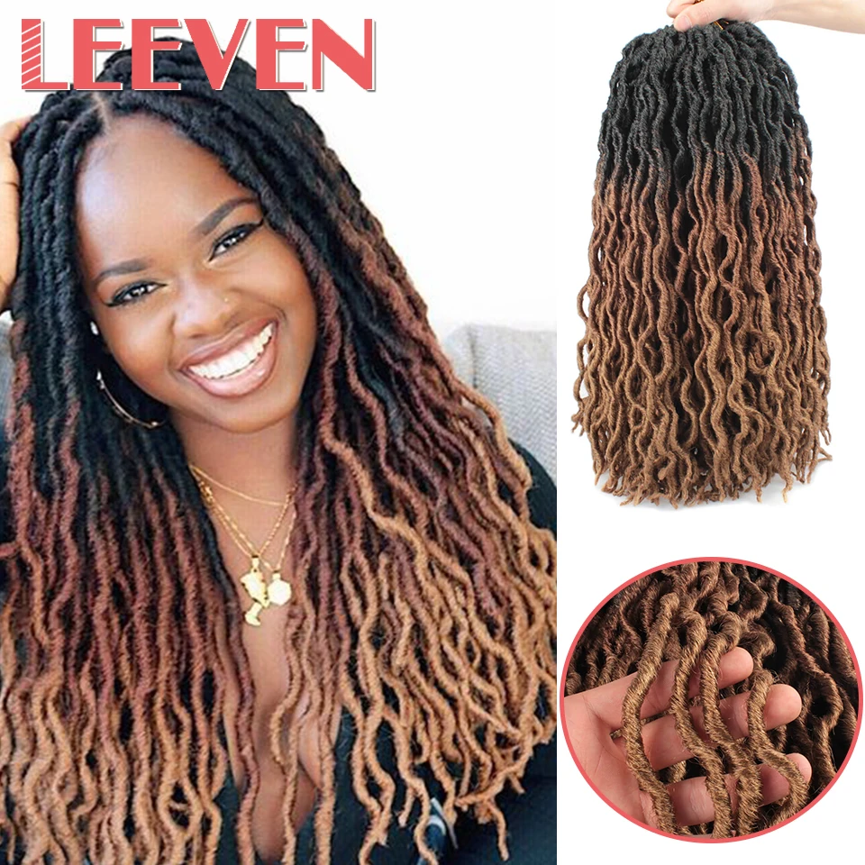 Leeven Nu Faux locs Curly вязаные волосы 20 дюймов синтетические плетеные Омбре крючком