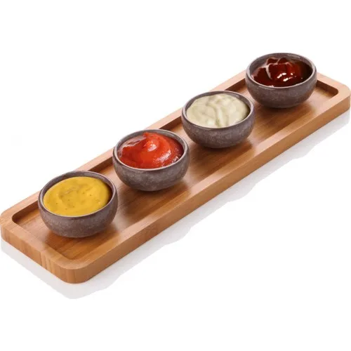

Queen's Kitchen Bamboo Standing Porcelain 4'lü Sauce & ductile Team