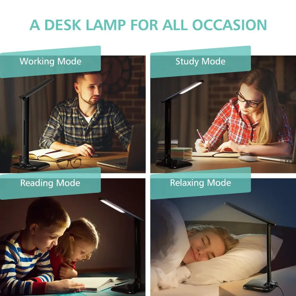 Mpow Складная Настольная лампа настольная для чтения с usb портом зарядки