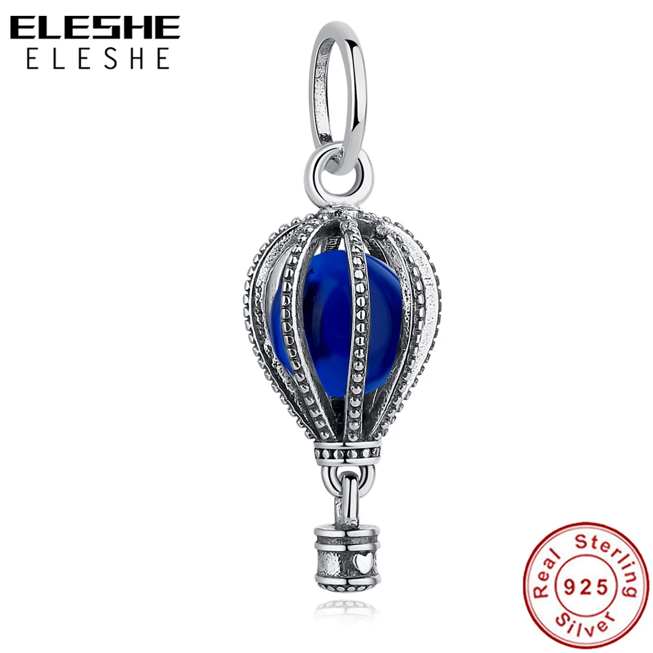 ELESHE, бусины из стерлингового серебра 925, Голубая Эмаль, воздушный шар, талисманы для путешествий, подходят к оригинальному браслету, ожерелье для женщин, сделай сам, хорошее ювелирное изделие