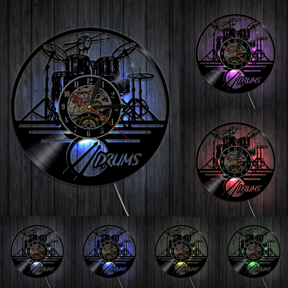 Тихие настенные часы с виниловой пластиной для гитары музыкальных инструментов