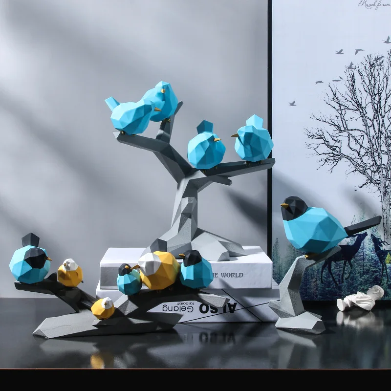 

[HHT] NORDIC 3D GEOMETRIC ORIGAMI SPARROW BIRD DESKTOP ORNAMENTS LIVING ROOM WINE TV CABINET HOME DECORATION RESIN CRAFTS