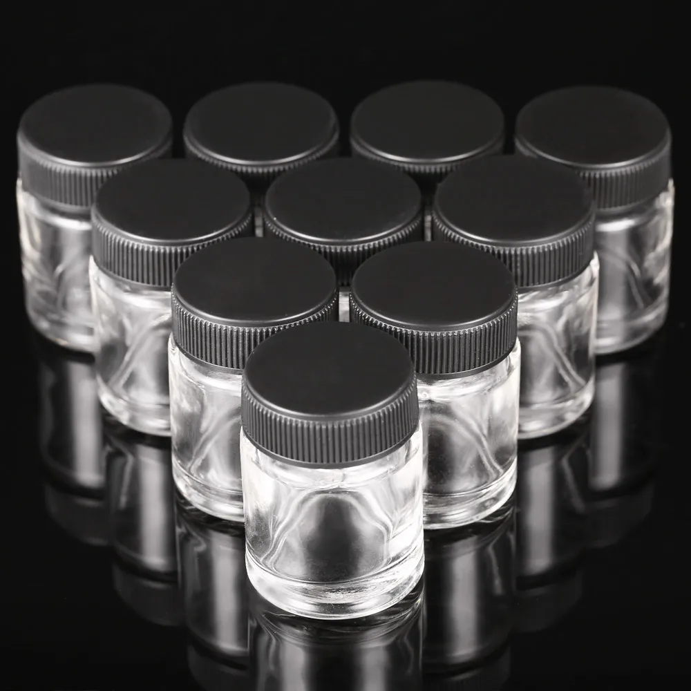 

10PCS Airbrush Glass Bottles 3/4oz 22cc Air Brush Bottle Jars with Plastic Lid Using on Airbrushes