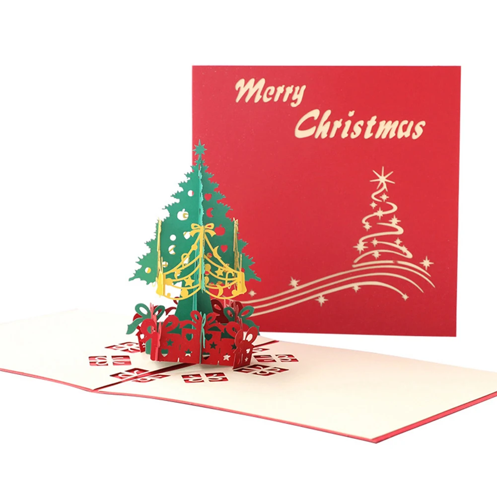 3D выдвижная Рождественская открытка с Санта Клаусом елкой Рождественское